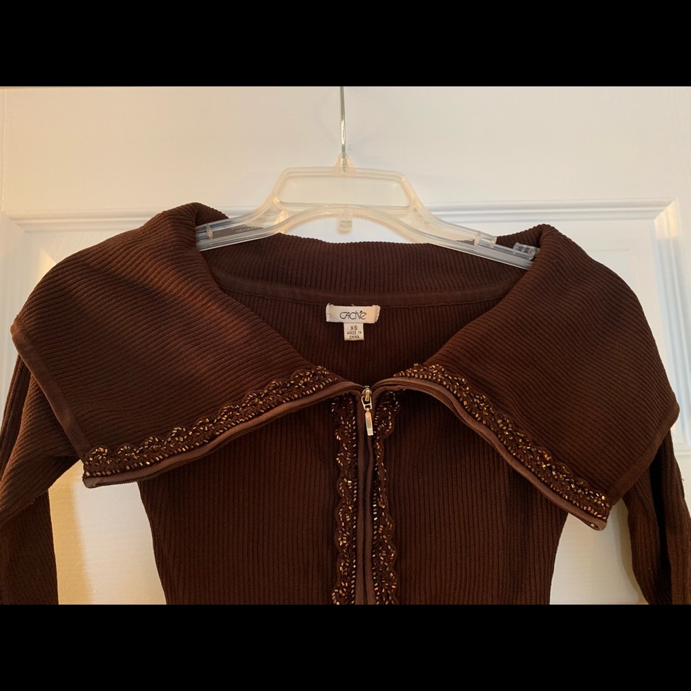 Cache Ribbed Full Zip Sweater - Picture 3 of 6